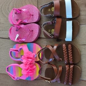 Lot of 4 Pairs Toddler 4 Sandals